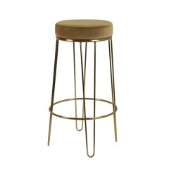 BAR STOOL VELVET CARAMEL GOLD 